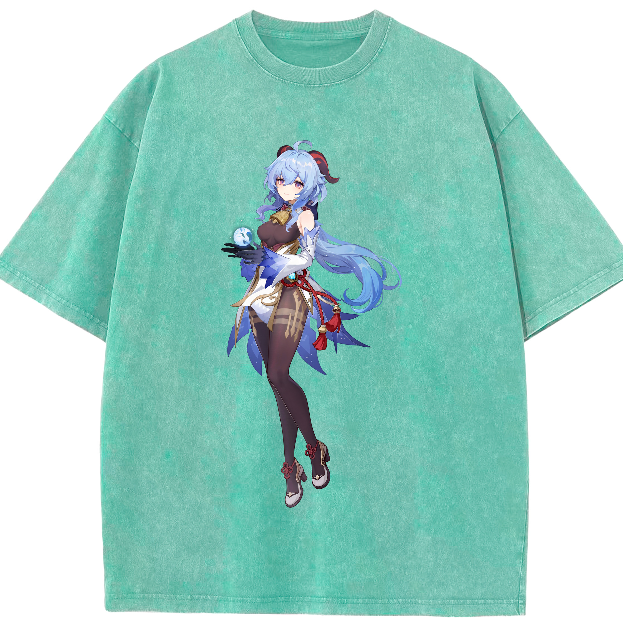 げんし神 甘雨 かんう genshin Ganyu 綿100% ヴィンテージ風 半袖Tシャツ（フロントプリント）